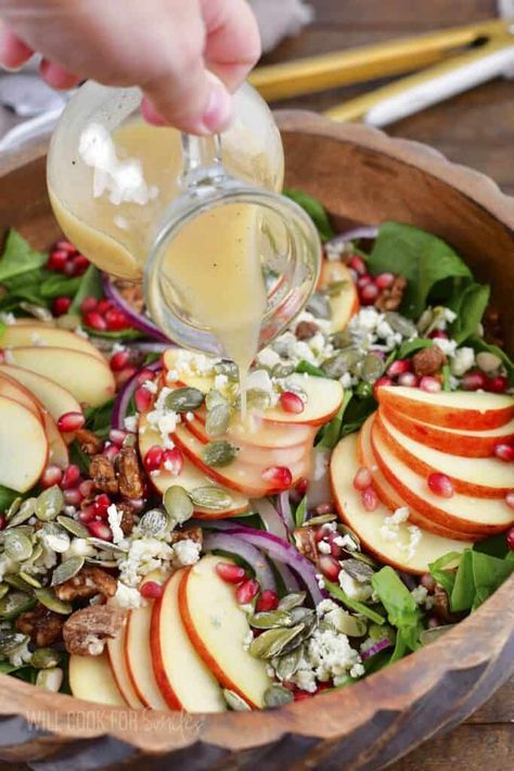 Will Cook For Smiles, Autumn Salad Recipes, Cider Vinaigrette, Gorgonzola Cheese, Autumn Salad, Apple Salad, Candied Pecans, Cooking Pan, Grated Parmesan Cheese