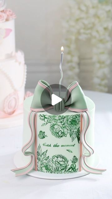 Fondant Bow Cake, Bow Cake, Fondant Bow, Bow Cakes, Tasty Dessert, Video Inspiration, Cake Decorating Videos, Bow Tutorial, Fondant Cake