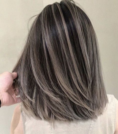 Ash Gray Hair Color, Short Hair Highlights, Black Hair Balayage, Korean Hair Color, Ash Hair Color, Blending Gray Hair, Haircuts For Medium Hair, Haircuts Straight Hair, Short Hair Color