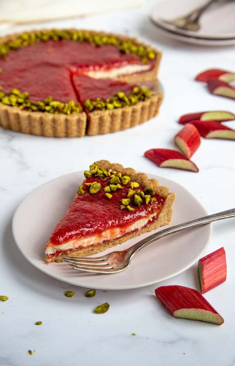 This Rhubarb Cream tart is a delicious combination of a brown sugar cookie crust, creamy mascarpone and a sweet, tart rhubarb compote. Get the recipe at Bakes by Brown Sugar. Best Rhubarb Recipes, Sweet Board, Celebration Food, Rhubarb Tart, Rhubarb Compote, Sugar Cookie Crust, Rhubarb Desserts, Cream Tart, Dessert Aux Fruits