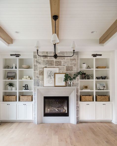 Oakstone Homes on Instagram: “A living space we love ❤️. #OakstoneHomes” Oakstone Homes, White Built Ins, Living Room Built Ins, Living Tv, Fireplace Built Ins, Modern Organic, Wood Tones, Organic Living, Home Fireplace