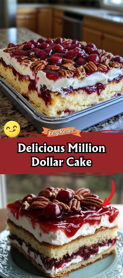 Treat yourself to the luxurious taste of the Million Dollar Cake. Layers of fluffy cake, creamy filling, and juicy fruit come together to create a dessert that's truly worth its name. It's a showstopper that's sure to impress your guests! #MillionDollarCake #DecadentDessert #PartyPerfect Million Dollar Recipes, Million Dollar Dessert, Sour Desserts, Million Dollar Cake Recipe, Million Dollar Cake, Dollar Cake, Southern Cakes, Sweet Cherry Pie, Southern Cake