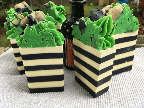 #beetlejuice #halloween #handmadesoap artisan soaps   Capenaturalsoap@facebook.com Soaps Packaging, Soap Design Ideas, Homemade Soap Bars, Diy Soap Bars, Fall Soaps, Halloween Soap, Soap Display, Cold Process Soap Recipes, Beetlejuice Halloween