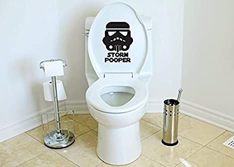 Remarkable Walls Star Wars Inspired Parody Storm Pooper Vinyl Decal - - Amazon.com Star Wars Bathroom Decor, Star Wars Themed Bathroom, Star Wars Characters Poster, Star Wars Bathroom, Toilet Decals, Bathroom Decals, Large Wall Decals, Star Wars Quotes, Toilet Wall