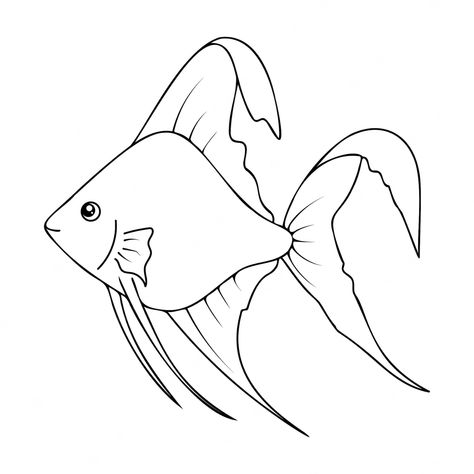 Premium Vector | Outline angelfish isolated on a white background Angle Fish Drawings, Angelfish Drawing, Drawings Tutorials, Fish Drawings, Angel Fish, Anime Drawings Tutorials, Diy Art Painting, A White Background, Drawing Tutorial