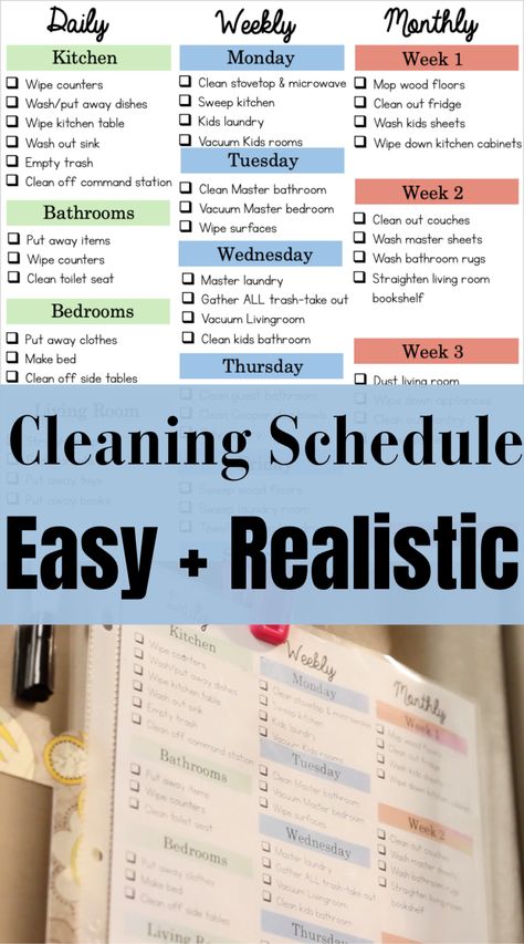 A Realistic Cleaning Schedule: Easy and NOT Overwhelming - Little Tennessee Home Realistic Cleaning Schedule, Deep Cleaning Schedule, Easy Cleaning Schedule, Household Cleaning Schedule, Daily Cleaning Schedule, Monthly Cleaning Schedule, Free Printable Cleaning, Cleaning Schedule Templates, Deep Cleaning Checklist