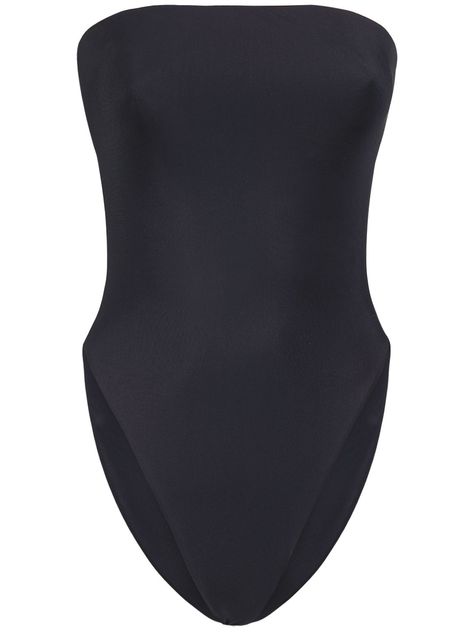 Find SAINT LAURENT Strapless Jersey Bodysuit on Editorialist. Back hook closure with logo detail. Back cutouts Saint Laurent Bodysuit, Strapless Bodysuit, Versace Brand, Flat Espadrilles, Black Bodysuit, Swim Accessories, Heeled Loafers, Shearling Jacket, Ski Wear