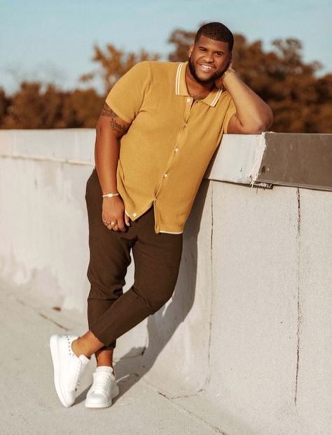 Big Man Photoshoot, Mens Big And Tall Fashion Summer, Large Men Fashion Casual Outfits, Big Guy Fashion Casual, Mens Fashion Plus Size, Big Men Fashion Plus Size, Plus Size Black Men, Plus Size Mens Outfits, Big And Tall Fashion For Men