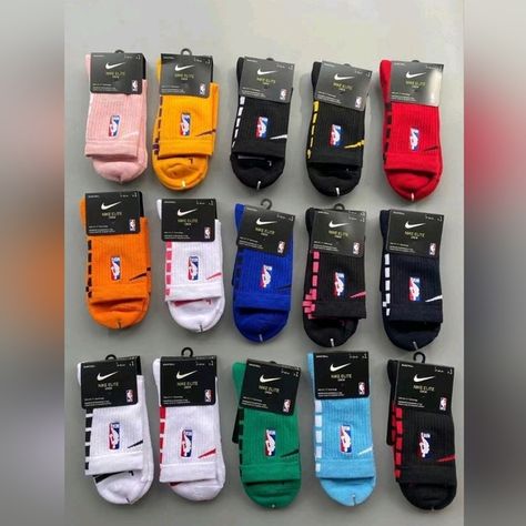 Nba Socks/Basketball Socks/Nike Socks. Mid and high available. Nba Socks, Basketball Dress, Basketball Outfits, Nike Basketball Socks, Nike Stuff, Ball Accessories, Socks Nike, Trendy Shoes Sneakers, Sock Outfits