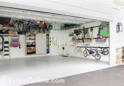 Rubbermaid Fast Track Garage, Rubbermaid Fast Track, Bike Storage Ideas, Garage Cleaning, Vertical Bike Storage, Contemporary Garage, Building Shelves, Bike Storage Garage, Bike Storage Solutions