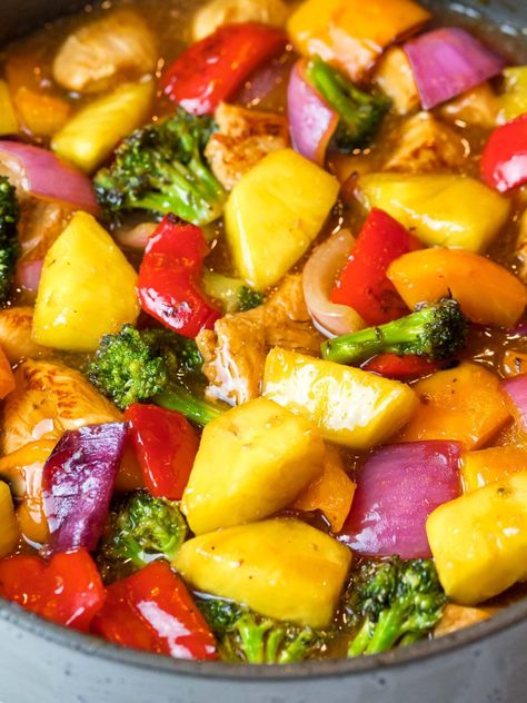 Pineapple Teriyaki Sauce, Pineapple Chicken Stir Fry, Chicken Vegetable Stir Fry, Pineapple Teriyaki, Chicken Stir Fry Recipe, Deep Fried Tofu, Stir Fry Ingredients, Mouthwatering Food, Pineapple Chunks