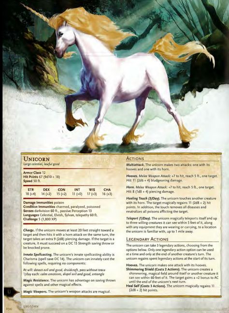 Unicorn 5e Unicorn Dnd Character, D&d Familiars, Dnd Unicorn, Dnd Familiar, Dnd Mounts, Dnd Monster Manual, Dnd Pets, Dnd Stats, Dnd Character Sheet