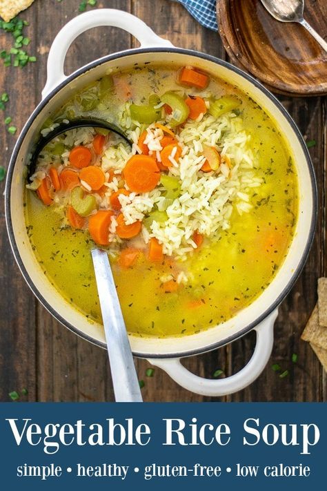 Vegetable Rice Soup, Meatless Soups, Easy Vegetable Soup, Rice Soup Recipes, Vegetable Rice, Easy Veggie, Vegetable Soup Recipes, Veggie Soup, Vegetarian Soup