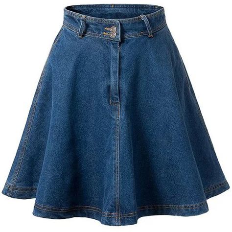 Deep Blue Flare High Waist Denim Skirt ($30) ❤ liked on Polyvore featuring skirts, bottoms, denim flare skirt, high rise skirts, high waisted flared skirts, high-waisted skirts and flare skirt Jean Skirt Fashion, High Waist Denim Skirt, Flared Denim Skirt, Pleated Denim Skirt, Denim Skirts Knee Length, Rok Mini, High Waisted Denim Skirt, Denim Skirt Outfits, Blue Denim Skirt