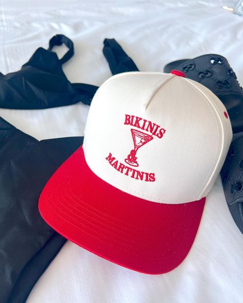 back in stock ❤️ #kenzkustomz #taptoshop #bikinisandmartinis Martini And Bikinis, Trucker Hat Summer Outfit, Cool Cap Design, Red Vintage Hat, Bachelorette Trucker Hat, 4th Of July Trucker Hats, Cute Trucker Hats For Women, Bikinis And Martinis Bachelorette, Bachelorette Trucker Hats