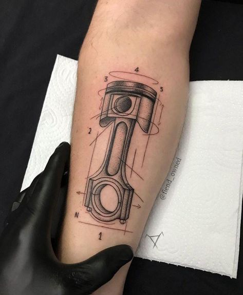 Small Black Tattoos, Piston Tattoo, Engine Tattoo, Mechanic Tattoo, Food Tattoos, Mouthwatering Food, Full Sleeve Tattoo Design, Wrist Tattoos For Guys, One Piece Tattoos