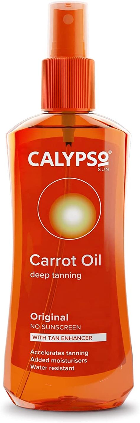 Our Carrot Oil with Tan Extender 200ml is specially formulated to give a deep, long-lasting tan. It is enriched with natural Carrot Oil and Vitamins A and E to replace natural oils lost by exposure to the sun and wind. It also contains added moisturisers to help keep skin hydrated and supple. The water resistant formula accelerates tanning and is easy to apply Spf Cream, Carrot Oil, Tan Accelerator, Sun Tanning, Tanning Sunscreen, Carrots Oil, Self Tan, Tanning Oil, Fake Tan