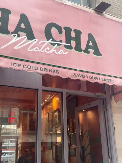 Cha Cha Matcha Aesthetic, Cha Cha Matcha Nyc, Matcha Girl Aesthetic, Moodboard Poster, Matcha Quotes, Matcha Bar, Matcha Shop, Matcha Bars, Matcha Girl