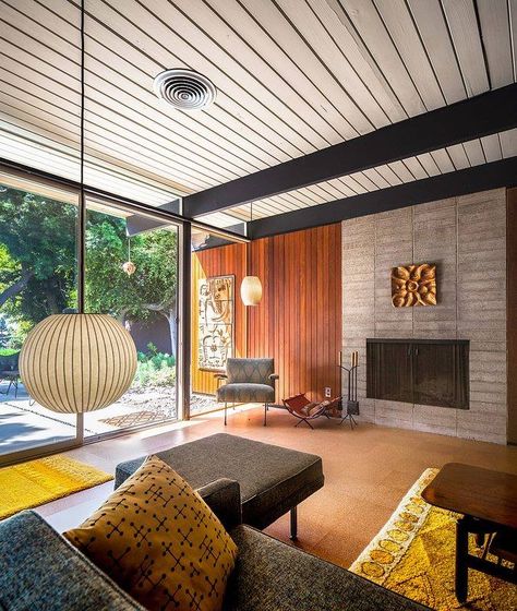 Mid Century Modern Living Room Decor, Interior Design Per La Casa, House Ceiling Design, Ceiling Design Modern, Mid Century Living Room, Mid Century Modern Living, Mid Century Modern Interiors, Mid Century Modern Living Room, Mid Century Modern Decor