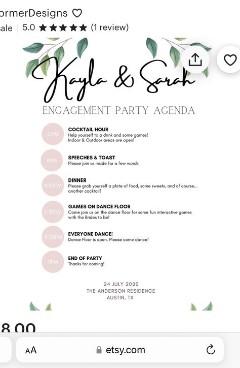 Engagement Party Itinerary, Engagement Party Timeline, Engagement Party Planning Checklist, Party Agenda, Party Timeline, Party Checklist, Catering Food, Dream Engagement, Cocktail Hour