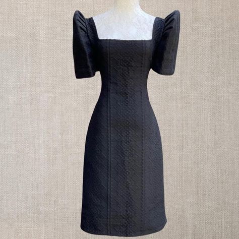 Black Filipiniana Dress, Modern Filipiniana Outfit Classy Dress, Short Filipiniana Dress, Inabel Fabric Dress, Filipiana Dress Modern, Filipiniana Short Dress, Modern Filipiniana Dress For Graduation, Modern Filipiniana Dress Knee Length, Modern Filipiniana Dress Kultura