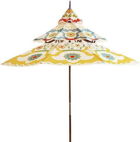 What a pretty umbrella for the patio. 9' Umbrella #patio #outdoordecor #ad #summer #umbrella #patioumbrella Pagoda Umbrella, Dish Gardens, Colorful Patio, Asian Architecture, Vintage Revival, Under My Umbrella, Umbrellas Parasols, Wood Patio, No Rain