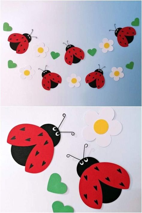 Cute Bug Crafts, Ladybug Party Decorations, Craft Paper Design, Kindergarten Decorations, Ladybug Decorations, Easy Diy Home Decor, Ladybug Birthday Party, Insect Crafts, Ladybug Theme