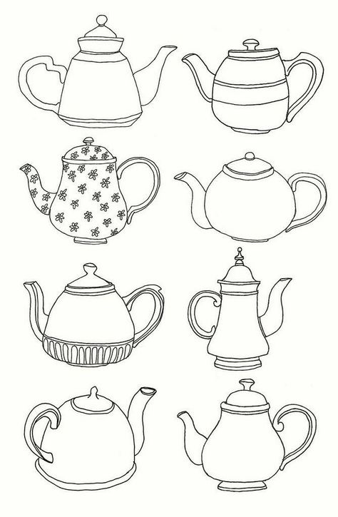 Teapot Drawing, Teapot Tattoo, Tumblr Outline, White Paper Background, Simple Sketches, Sketchbook Project, Outline Drawings, 자수 디자인, Vector Drawing