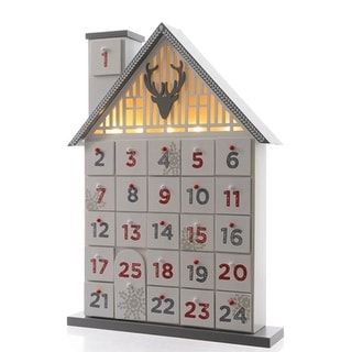 Red and Gray Deer Advent Calendar Wooden House Advent Calendar, Countdown Calendar Diy, Advent Calendar House, Advent House, Xmas Countdown, Wooden Advent Calendar, Christmas Countdown Calendar, Christmas Material, Christmas Calendar