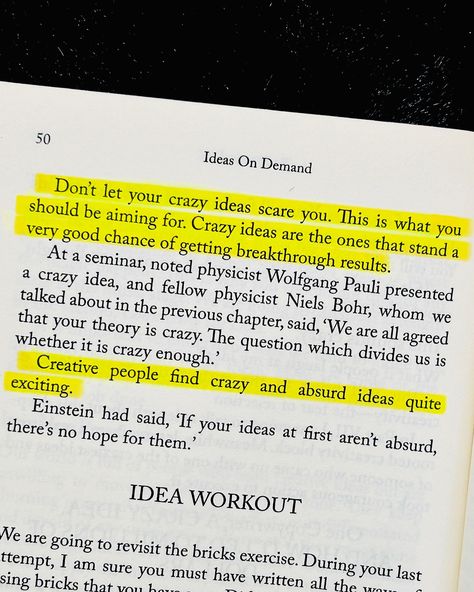 ✨The key to unleash your inner creativity is by cultivating a mindset of limitless possibilities and getting access to your subconscious mind. ✨“Ideas on demand” is a book that will help you overcome the creativity blocks that comes due to our conventional thinking. ✨This book has practices which will help you cultivate confidence and explore your inner subconscious to become an idea machine. The practices will rewire your brain and overcome your self doubts over your crazy ideas. ✨If you... Idea Generation, Rewire Your Brain, Niels Bohr, Business Art, Creativity Exercises, Crazy Ideas, Dear Self Quotes, Dear Self, Self Help Book