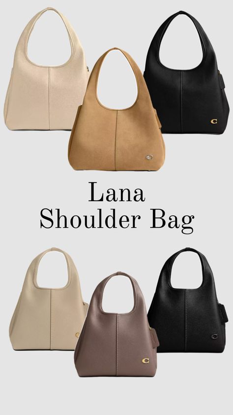 Coach Lana Shoulder bag | Top bags are the larger option. Lower are the Lana Shoulder Bag 23. My personal favorite is the suede. A perfect bag for Fall Fall Bags, Cute Bags, Perfect Bag, Coach Bags, Fashion Jewelry, Shoulder Bag, My Style