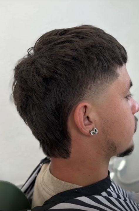 Cropped Mullet Hair Men, Mid Burst Fade Straight Hair, Mid Fade Mullet, Short Mullet Fade, Mullet Buzzcut, French Crop Mullet, 2023 Mens Haircuts, Mullet Short Hair Men, Crop Mullet