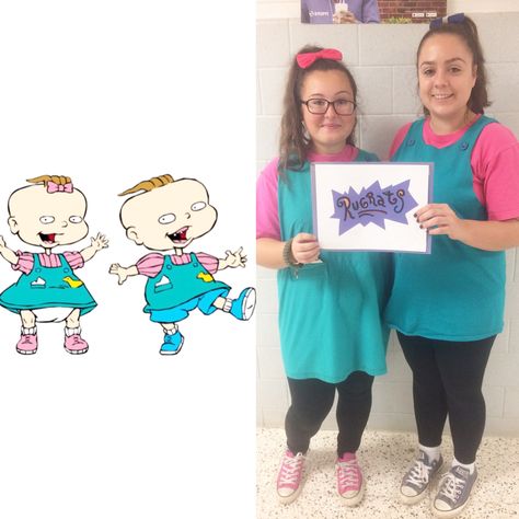 Phil And Lil Rugrats Costume, Phil And Lil Costume, Phil And Lil Rugrats, Rugrats Costume, Homecoming Week, Clever Halloween Costumes, Spirit Week, Adult Costumes, Grad Parties