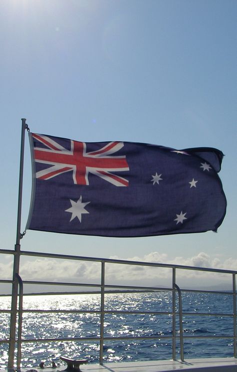 Australian flag Great Barrier Reef. Port Douglas Australia. photo by http://worldtravelfamily.com #Australia #water #Queensland #flags #travel Aussie Flag, Australia Wallpaper, Australian Flag, Australian Flags, Port Douglas, Australia Flag, Moving To Australia, Palau, Stinger