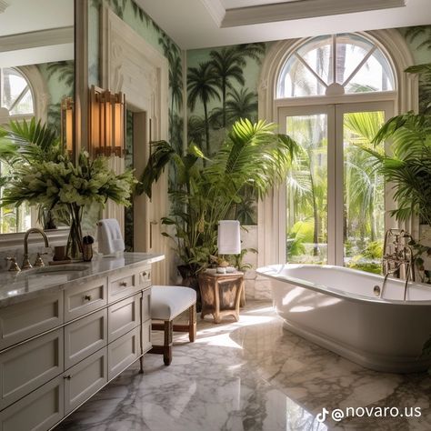 West Indies Bathroom Design, Old Florida Interior Design, Modern West Indies Decor, West Indies Bathroom, Carribean Decor, Caribbean Homes Interiors, British Colonial Style Living Room, British Colonial Bathroom, Tropical Bathrooms