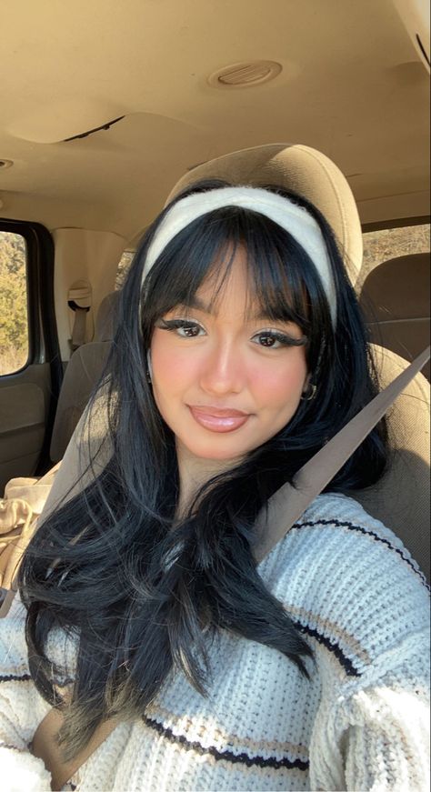 Hairstyle For Wispy Bangs, Cute Haircut Bangs, Party Hair With Bangs, Bangs With A Headband, Classy Hairstyles With Bangs, Cute Latina Hairstyles With Bangs, Cute Hairstyles With Wispy Bangs, Professional Hairstyles With Bangs, Bangs Hairstyles Curly Hair