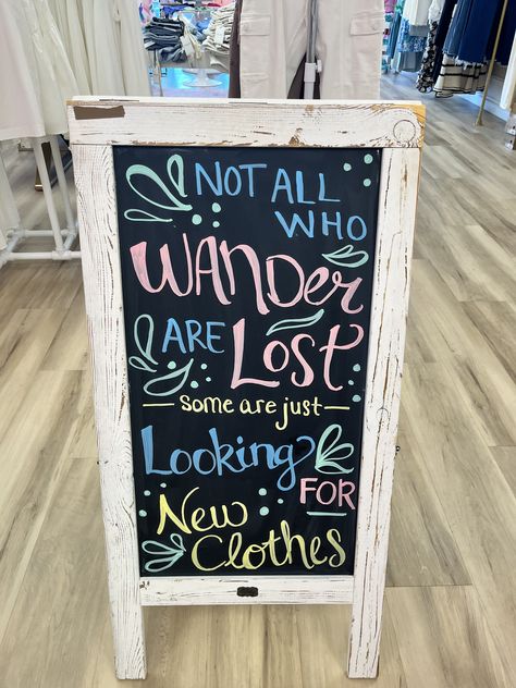 Funny Store Signs Business, Cute Boutique Chalkboard Signs, Business Board Ideas, Shopping Chalkboard Sign, Small Business Chalkboard Signs, Booth Signage Ideas, Boutique Chalkboard Signs, Boutique Signs Ideas Store Fronts, Boutique Chalkboard