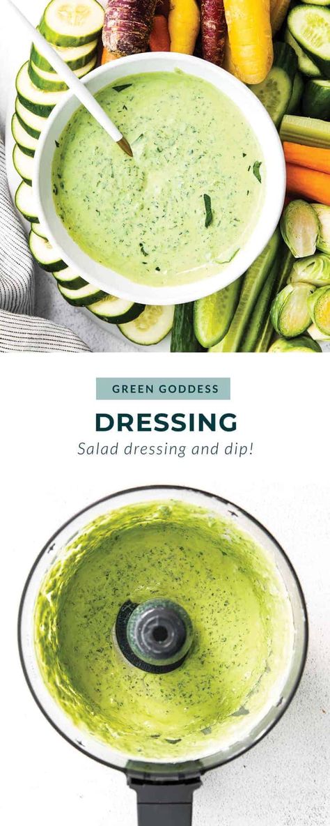 Green goddess dressing is a healthy dressing idea because it's made with anti-inflammatory ingredients such as fresh herbs and garlic and is high in fiber thanks to Greek yogurt. Basil Greek Yogurt Dressing, Basil Green Goddess Dressing, Glucose Goddess Salad Dressing, Greek Goddess Dressing Recipe, Glucose Goddess Recipes Lunch, Green Godesses Dressing, Greek Goddess Dressing, Greek Goddess Salad, Glucose Goddess Recipes