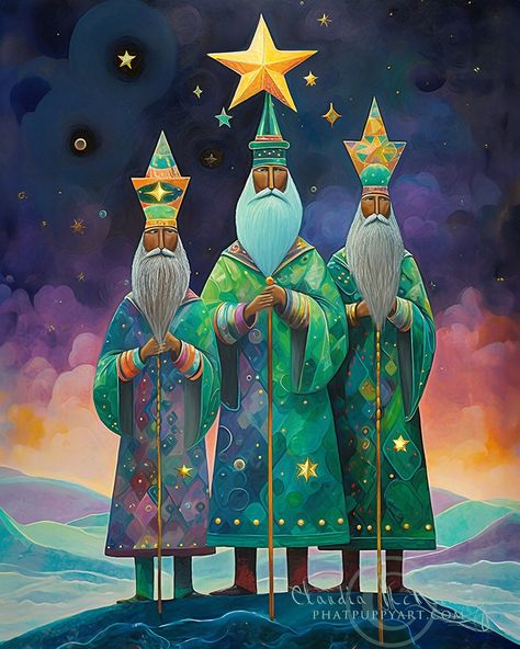 "\"Journey of the Three Kings: A Vibrant Epiphany Celebration\" Description: Step into a world of radiant hues and symbolic richness with our stunning digital artwork capturing the essence of the Epiphany. This digital download, designed for personal use only, is a vibrant 16 x 20 masterpiece that beautifully illustrates the journey of the Three Kings. Immerse yourself in a kaleidoscope of colors that symbolize the enlightenment and revelation of this sacred moment. The three majestic kings, adorned in resplendent attire, traverse a captivating landscape of vivid hues, reflecting the profound significance of their pilgrimage. Celebrate the arrival of the magi with this visually striking digital download, perfect for adorning your personal space. Whether displayed in your home, office, or s Epiphany Celebration, Three Magi, The Three Kings, The Epiphany, The Enlightenment, Roi Mage, We Three Kings, Textured Watercolor, Easy Budget