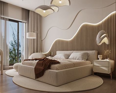 BEDROOM :: Behance Bedframe Ideas Modern, Modern Bed Designs, Backdrop Bedroom, Bedroom Behance, Fancy Bedroom, Amazing Bedroom Designs, Stylish Bedroom Design, Luxury Bedroom Furniture, Modern Headboard