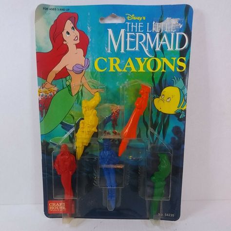 Rare New Vintage Little Mermaid Molded Crayons Eric Ariel King Triton Scuttle Molded Crayons, Flounder And Sebastian, King Triton, Disney Princess Dolls, Little Mermaid Birthday, Mermaid Disney, 90s Toys, Gadgets And Gizmos, Princess Dolls