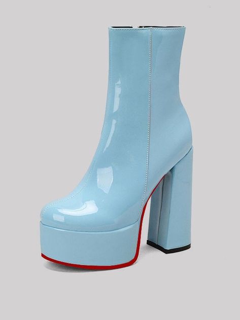 Blue boot heels👠👠 . . . . #stazax #love #fyb Light Blue Platform Boots, Light Blue Chunky Heels, Blue Gogo Boots, Baby Blue Boots, Blue Platform Boots, Blue Chunky Heels, Blue Platform Shoes, Red Bottom Shoes, Gogo Boots