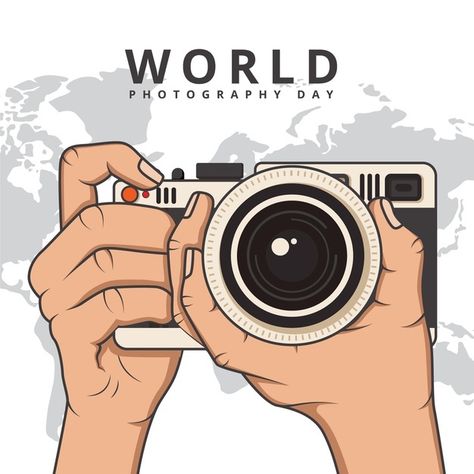 Wold Photographer Day, Camera Illustration Art, Camera Drawing Art, Camera Logos Design, Camera Illustration, World Photography Day, Camera Drawing, White Camera, Camera World