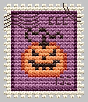 Scary Pumpkin Postage Stamp cross stitch chart designed by Kate Spiridonova.  ATTENTION! Fabric and threads are not included! Cross stitch charts are intended for personal use only and can't be distributed any way. Cross Stitch Ornaments Patterns Free, Twinchies Ideas, Stamp Cross Stitch, Block Drawing, Stitch Ornaments, Everything Cross Stitch, Moon Cross Stitch, Fall Cross Stitch, Pattern Stamping