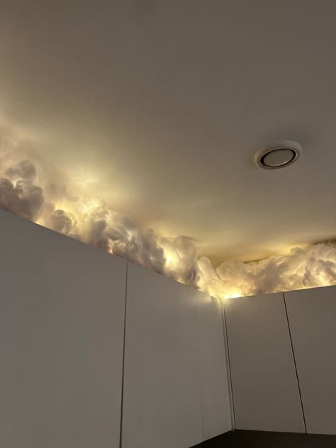 Cloud Dorm Room, Cloud Decor For Room, Cloudy Led Lights, Water Bottle Clouds Room Decor, Bedroom Roof Decoration, Sealing Clouds Led, Led Lights Bedroom Roof, Room Cloud Decor, Clouds Lights Diy