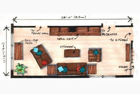 Narrow Living Room Design, Large Living Room Layout, Long Narrow Living Room, Long Living Room, Long Room, Narrow Living Room, Living Room Furniture Layout, Sala Grande, Display Area