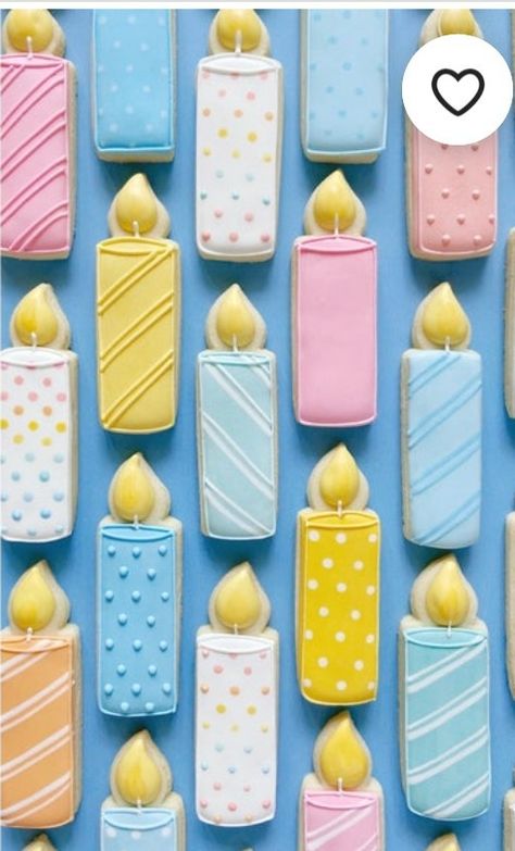 Birthday Candle Cookies, Candle Sugar Cookies, Happy Birthday Cookies, Making Sugar Cookies, Birthday Sugar Cookies, Cookie Sticks, Candle Cookies, Cookie Decorating Party, Decorative Cookies