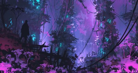 a Purple Environment Concept Art, Purple World, Swamp City, Book Cover Background, Alien Planet, Fantasy Forest, Alien Worlds, Game Concept Art, Fantasy Places