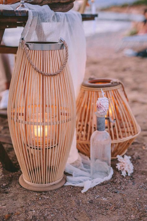 Bamboo Wedding, Tropical Lanterns, Lantern Wedding Ceremony, Beach Lanterns, Wicker Lanterns Wedding, Curacao Wedding, Coastal Wedding Theme, Sea Wedding Theme, Romantic Beach Picnic