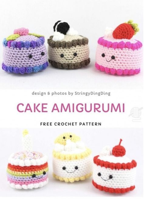 Cake Amigurumi, Crochet Cake, Best Crochet Patterns, Crochet Patterns Free, Crochet Heart Pattern, 4mm Crochet Hook, A Birthday Cake, Crochet Hexagon, Crochet Daisy